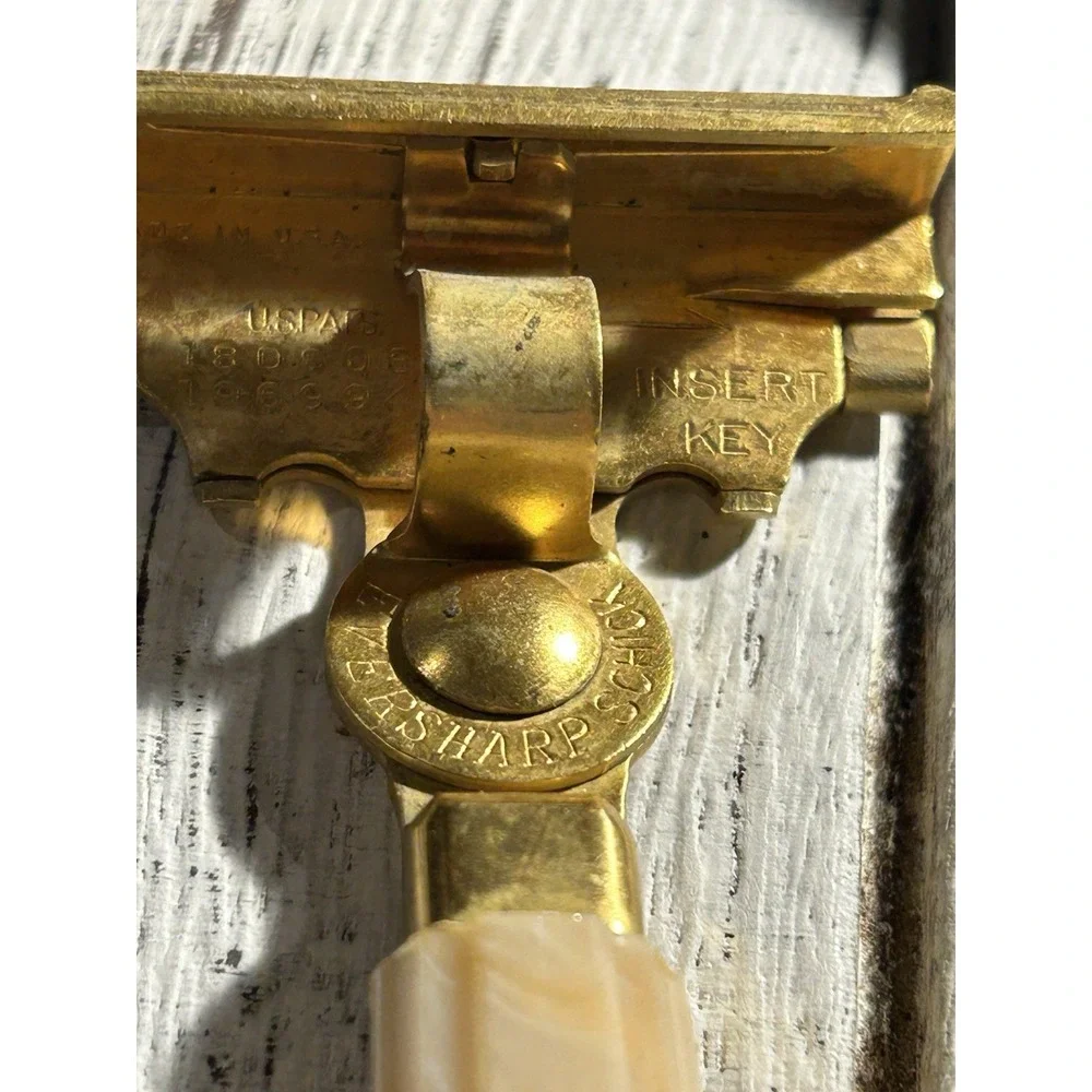 Vintage Hickok Commuter Leather Zip W/3 Old Gillette‎ Schick Razors Top Cowhide